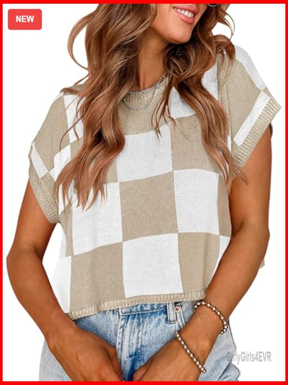 Cap Sleeve Crop Top, Crew Neck Knit Sweater, Summer Casual Pullover